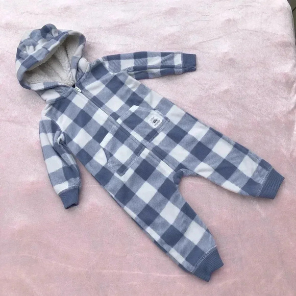Carter’s Boys Fleece Sleeper 6 mos Bunting Blue Zip Up - Picture 1 of 3
